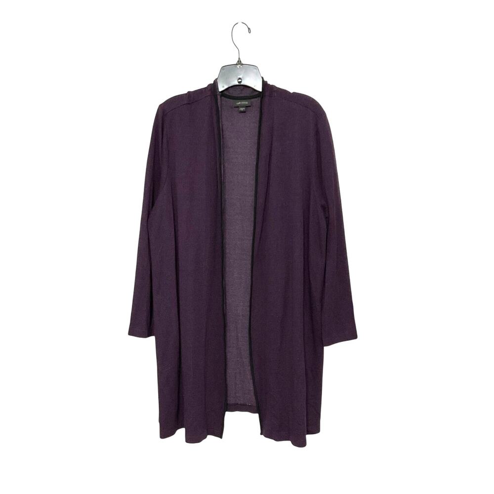 J. Jill Wearever Purple Open Front Cardigan Houndstooth Womens X-Large Pockets